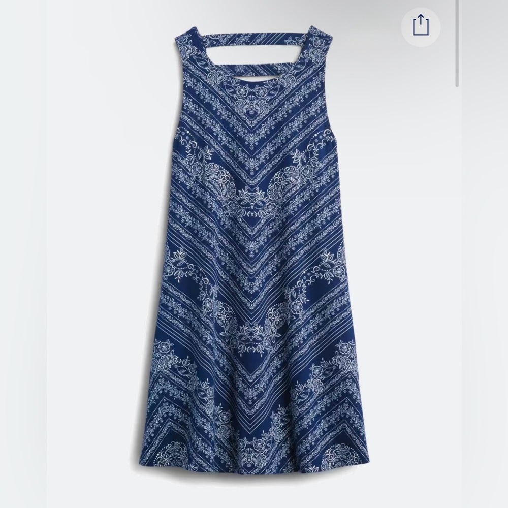 Blue and White Patterned Maxi Dress